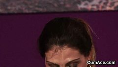 Flirty Honey Swallows Jizz After Facial.