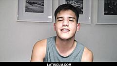 Straight amateur young Latino boy paid cash for gay orgy. Can he handle the monster cocks?