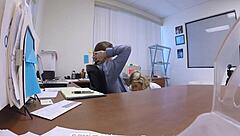 step son bangs step mom in office anal session