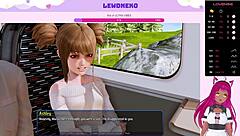 Maid-themed anime Vtuber Lewdneko in a steamy scene from Harem Hotel.