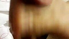 Boldly stroking big cock in amateur masturbation session.