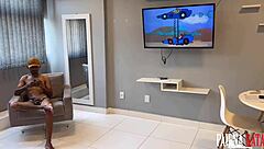 two brothers share a steamy threesome with brunette friend