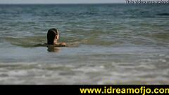 Surfs Up With Brunette Gay Solo Masturbation On Beach!
