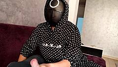 Squid Game Member Cums on Tits After Jerk