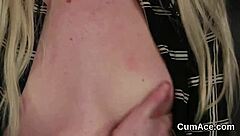 I get cum shot on my face, swallowing all the jizm