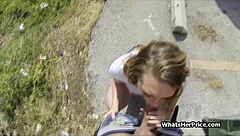 Stranded Huge Titty Teen 18+ Nailed Outdoors in Public! Damn!