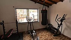 redhead milf feels naughty arousal during gym workout session