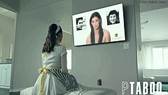 Aria lee, the brunette model with natural tits, enjoys intense licking and swallowing cum in a dark scene.