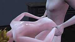 Monstrous and demonic women in a netorare group sex scene