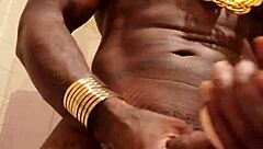 Big black cock Hallelujah Johnson masturbates and cums in the trap house.