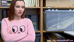 Cute Redhead Shoplifter Punished With Doggystyle Fucking And Blowjob