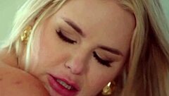 Curvy blonde Vic takes on a challenge while her boyfriend watches