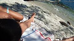 wife jerks and sucks on public beach