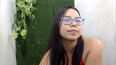 Babe Teases Her Tits While Playing with Dildo