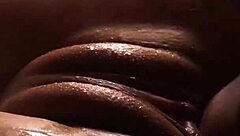 creampie slowly drips from my wife's shaved pussy