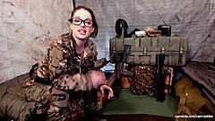 horny soldier with big tits streaming live from field 😍