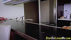 the pretty teen's mouth gets filled with jizz