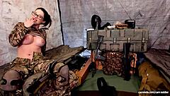 horny soldier with big tits streaming live from field 😍