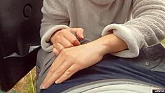 Milf whore gives blowjob on highway, cum on face